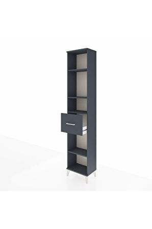 Arges Dolap 4 Raflı Tek Çekmeceli 44x30x221 Antrasit-Antrasit