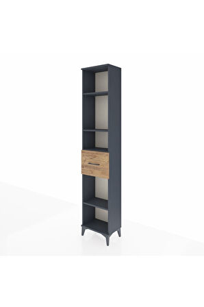 Arges Dolap 4 Raflı Tek Çekmeceli 44x30x221 Antrasit-Çam