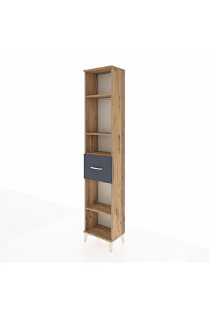 Arges Dolap 4 Raflı Tek Çekmeceli 44x30x221 Çam-Antrasit