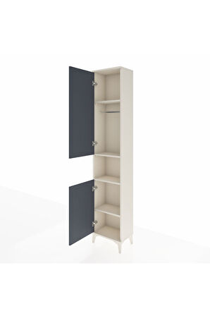Arges Dolap 4 Raflı 2 Kapaklı Tek Askılı 44x30x221 Aytaşı-Antrasit
