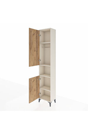 Arges Dolap 4 Raflı 2 Kapaklı Tek Askılı 44x30x221 Aytaşı-Çam