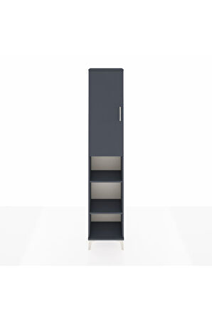 Arges Dolap 4 Raflı Tek Kapaklı Tek Askılı 44x30x221 Antrasit-Antrasit