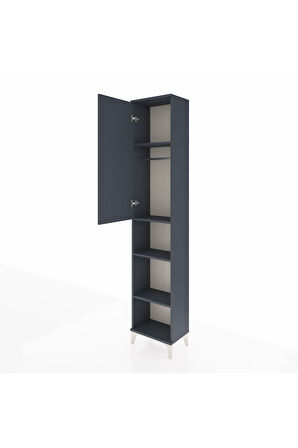 Arges Dolap 4 Raflı Tek Kapaklı Tek Askılı 44x30x221 Antrasit-Antrasit