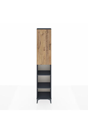 Arges Dolap 4 Raflı Tek Kapaklı Tek Askılı 44x30x221 Antrasit-Çam