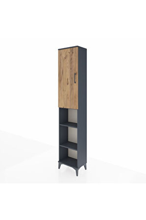 Arges Dolap 4 Raflı Tek Kapaklı Tek Askılı 44x30x221 Antrasit-Çam
