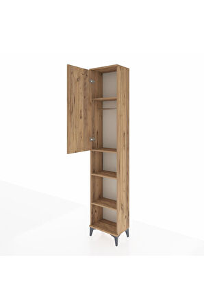 Arges Dolap 4 Raflı Tek Kapaklı Tek Askılı 44x30x221 Çam-Çam
