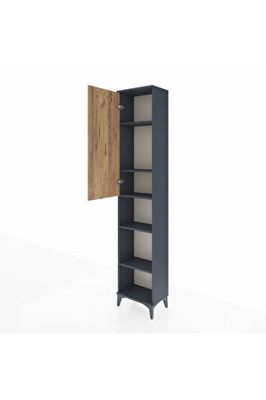 Arges Dolap 5 Raflı Tek Kapaklı 44x30x221 Antrasit-Çam