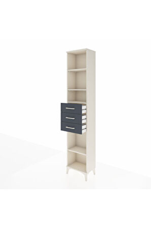 Arges Dolap 4 Raflı 3 Çekmeceli 44x30x221 Aytaşı-Antrasit