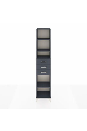 Arges Dolap 4 Raflı 3 Çekmeceli 44x30x221 Antrasit-Antrasit