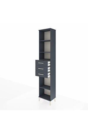 Arges Dolap 4 Raflı 3 Çekmeceli 44x30x221 Antrasit-Antrasit