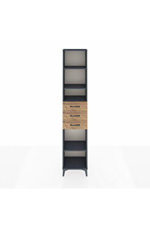 Arges Dolap 4 Raflı 3 Çekmeceli 44x30x221 Antrasit-Çam