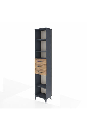 Arges Dolap 4 Raflı 3 Çekmeceli 44x30x221 Antrasit-Çam