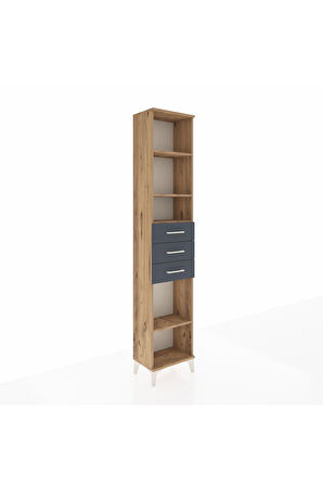 Arges Dolap 4 Raflı 3 Çekmeceli 44x30x221 Çam-Antrasit