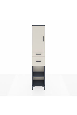 Arges Dolap 4 Raflı 2 Çekmeceli Tek Kapaklı 44x30x221 Antrasit-Aytaşı
