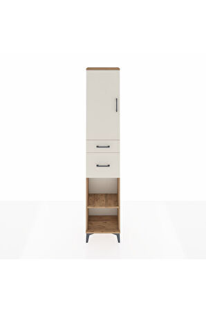 Arges Dolap 4 Raflı 2 Çekmeceli Tek Kapaklı 44x30x221 Çam-Aytaşı