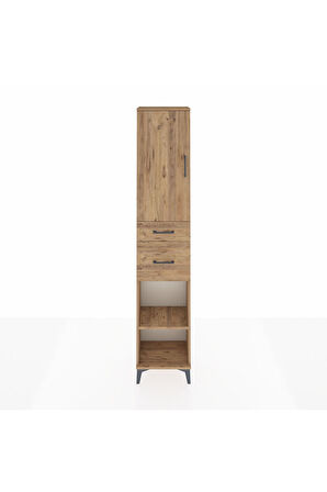 Arges Dolap 4 Raflı 2 Çekmeceli Tek Kapaklı 44x30x221 Çam-Çam