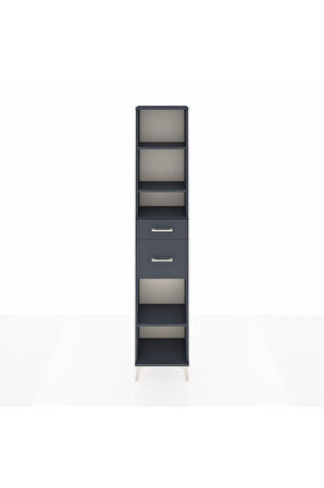 Arges Dolap 4 Raflı 2 Çekmeceli 44x30x221 Antrasit-Antrasit