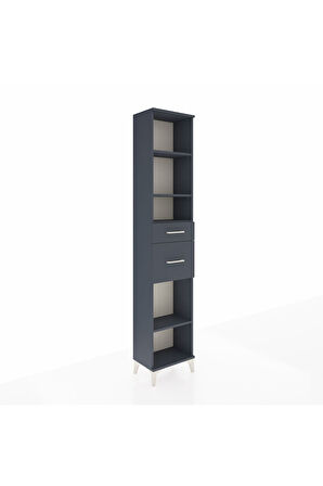 Arges Dolap 4 Raflı 2 Çekmeceli 44x30x221 Antrasit-Antrasit