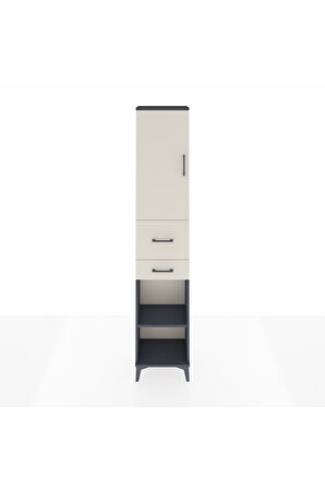 Arges Dolap 4 Raflı 2 Çekmeceli Tek Kapaklı 44x30x221 Antrasit-Aytaşı