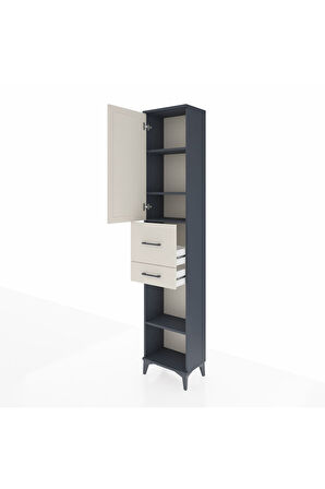 Arges Dolap 4 Raflı 2 Çekmeceli Tek Kapaklı 44x30x221 Antrasit-Aytaşı