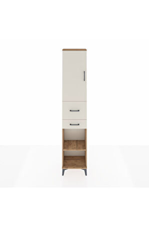 Arges Dolap 4 Raflı 2 Çekmeceli Tek Kapaklı 44x30x221 Çam-Aytaşı