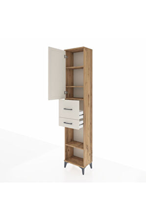 Arges Dolap 4 Raflı 2 Çekmeceli Tek Kapaklı 44x30x221 Çam-Aytaşı