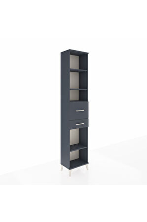 Arges Dolap 4 Raflı 2 Çekmeceli 44x30x221 Antrasit-Antrasit