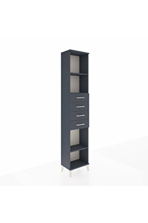 Arges Dolap 3 Raflı 4 Çekmeceli 44x30x221 Antrasit-Antrasit