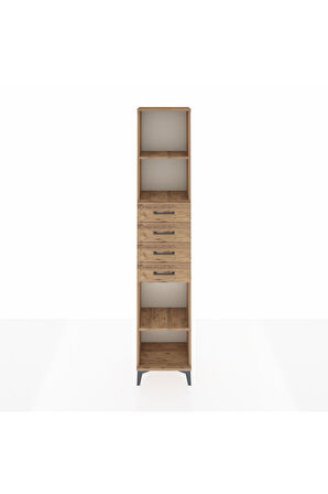 Arges Dolap 3 Raflı 4 Çekmeceli 44x30x221 Çam-Çam
