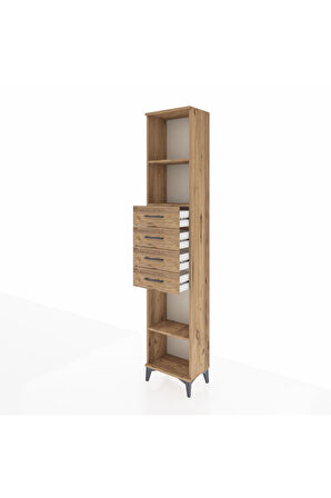 Arges Dolap 3 Raflı 4 Çekmeceli 44x30x221 Çam-Çam