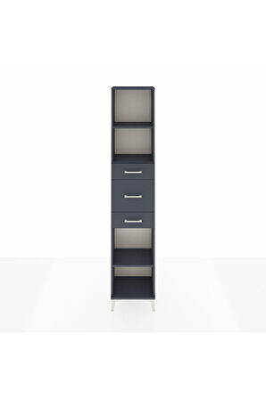Arges Dolap 3 Raflı 3 Çekmeceli 44x30x221 Antrasit-Antrasit