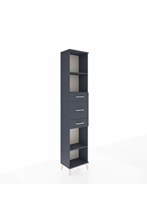 Arges Dolap 3 Raflı 3 Çekmeceli 44x30x221 Antrasit-Antrasit