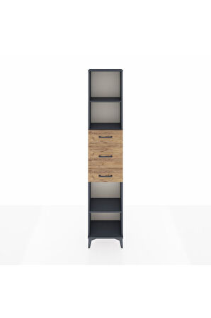 Arges Dolap 3 Raflı 3 Çekmeceli 44x30x221 Antrasit-Çam