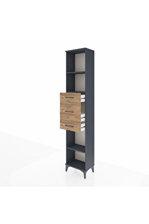 Arges Dolap 3 Raflı 3 Çekmeceli 44x30x221 Antrasit-Çam