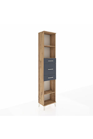 Arges Dolap 3 Raflı 3 Çekmeceli 44x30x221 Çam-Antrasit
