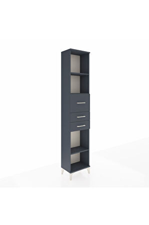 Arges Dolap 3 Raflı 3 Çekmeceli 44x30x221 Antrasit-Antrasit