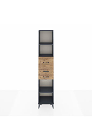 Arges Dolap 3 Raflı 3 Çekmeceli 44x30x221 Antrasit-Çam