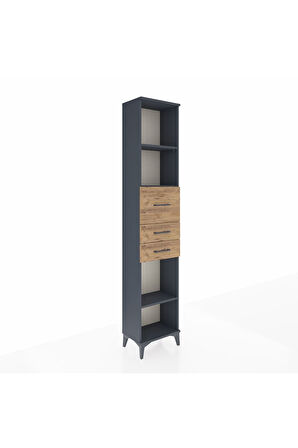 Arges Dolap 3 Raflı 3 Çekmeceli 44x30x221 Antrasit-Çam