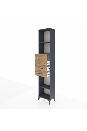 Arges Dolap 3 Raflı 3 Çekmeceli 44x30x221 Antrasit-Çam