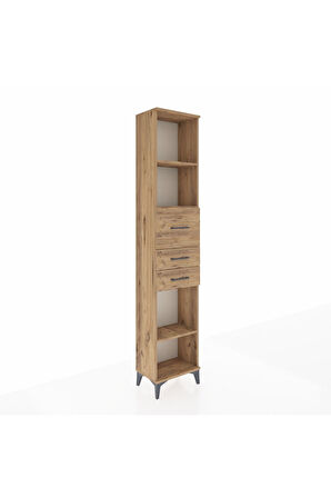 Arges Dolap 3 Raflı 3 Çekmeceli 44x30x221 Çam-Çam