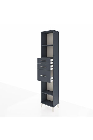 Arges Dolap 3 Raflı 3 Çekmeceli 44x30x221 Antrasit-Antrasit