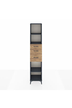 Arges Dolap 3 Raflı 3 Çekmeceli 44x30x221 Antrasit-Çam