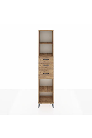 Arges Dolap 3 Raflı 3 Çekmeceli 44x30x221 Çam-Çam