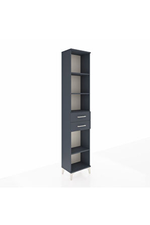 Arges Dolap 4 Raflı 3 Çekmeceli 44x30x221 Antrasit-Antrasit