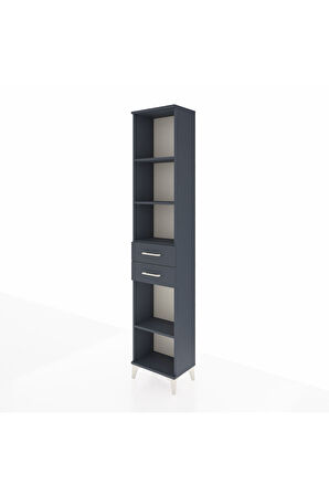 Arges Dolap 4 Raflı 3 Çekmeceli 44x30x221 Antrasit-Antrasit
