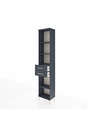 Arges Dolap 4 Raflı 3 Çekmeceli 44x30x221 Antrasit-Antrasit