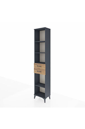 Arges Dolap 4 Raflı 3 Çekmeceli 44x30x221 Antrasit-Çam