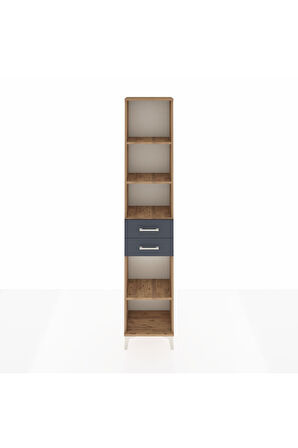 Arges Dolap 4 Raflı 3 Çekmeceli 44x30x221 Çam-Antrasit