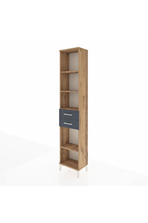 Arges Dolap 4 Raflı 3 Çekmeceli 44x30x221 Çam-Antrasit