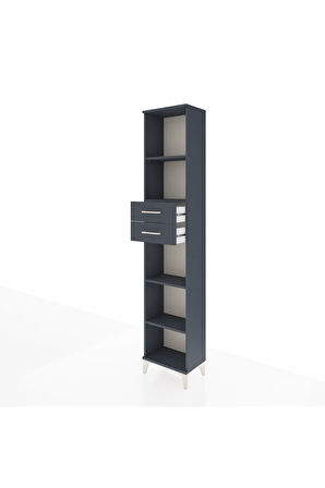 Arges Dolap 4 Raflı 2 Çekmeceli 44x30x221 Antrasit-Antrasit